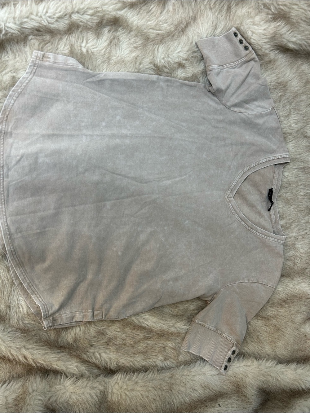 Jane and Delancey Washed Taupe Short Sleeve Scoop Neck Sweater